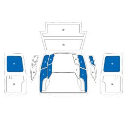 Sowaflex Wand links Wand rechts Schiebetüre oben Heckflügeltüren oben
Opel Vivaro Mod.14
Radstand 3498mm 1 Schiebetüre